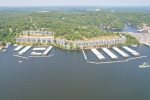 Drone shot of Complex towards Bagnell Dam 